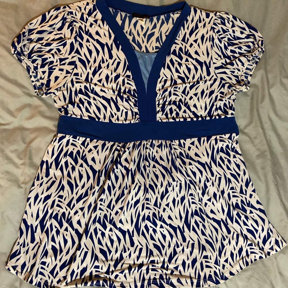 Navy/White Tie Back Top